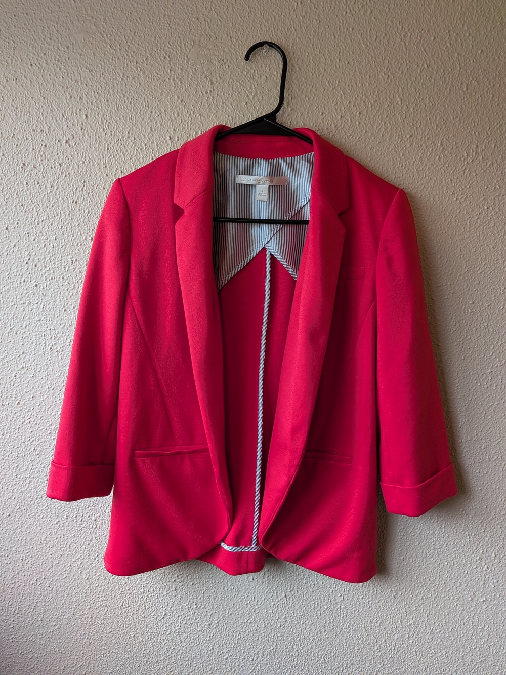 LC Lauren Conrad Vibrant Pink Open-Front Tailored Blazer